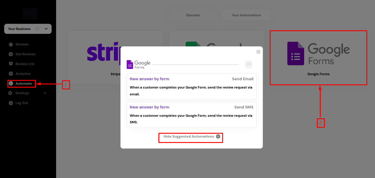 google forms section