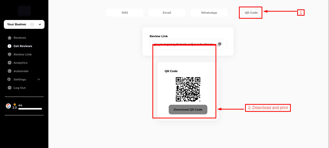 request review via qr code