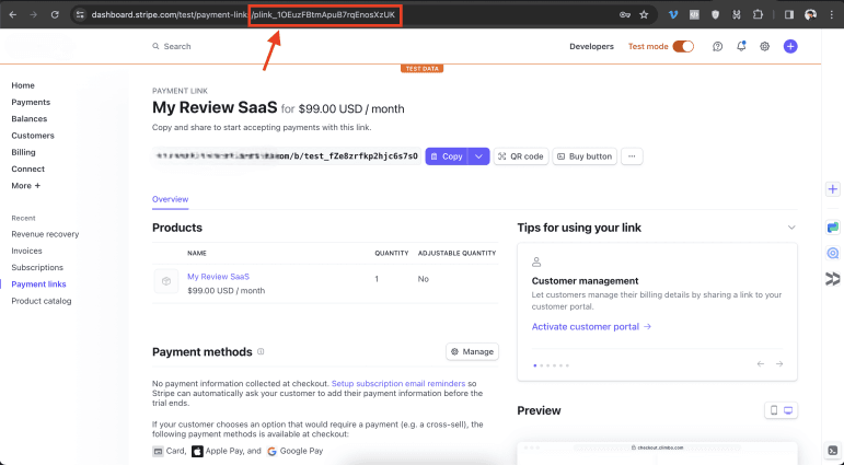 How to get your payment link ID