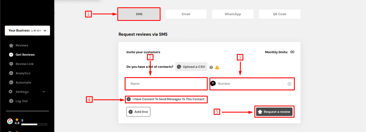request review via sms