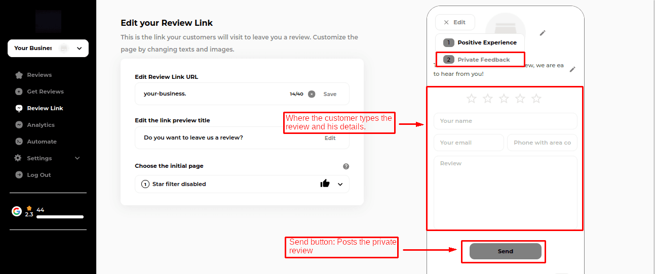 customize feedback form