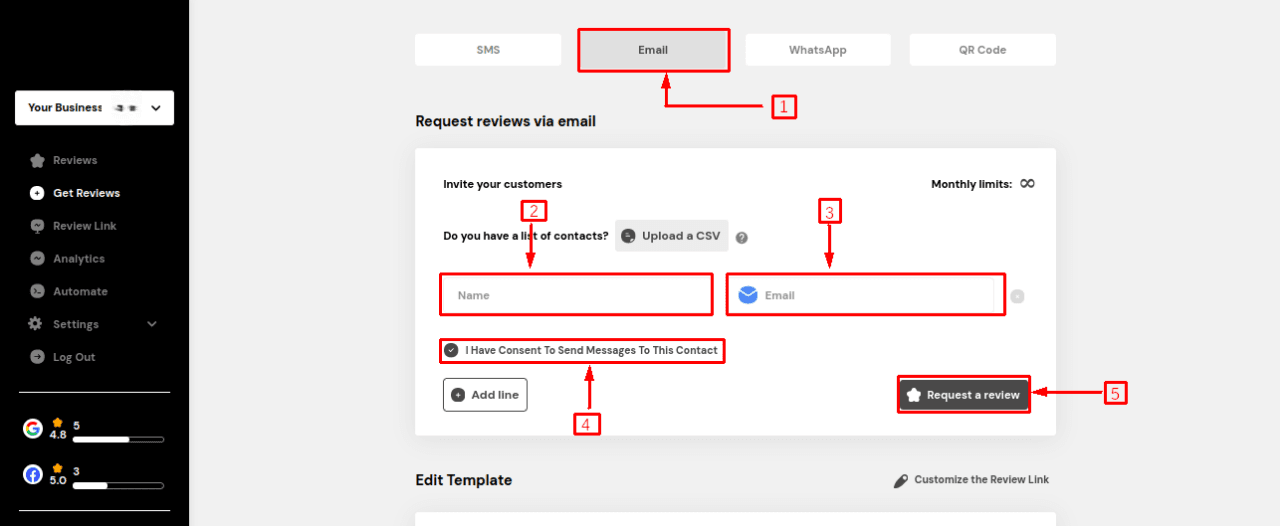 request review via email